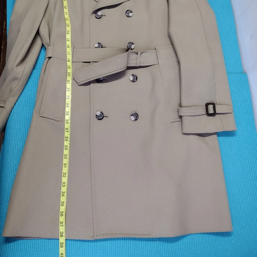Clipper Mist By Londontown Men's Long Trench Coat Double Breasted Belted 42 Tall
